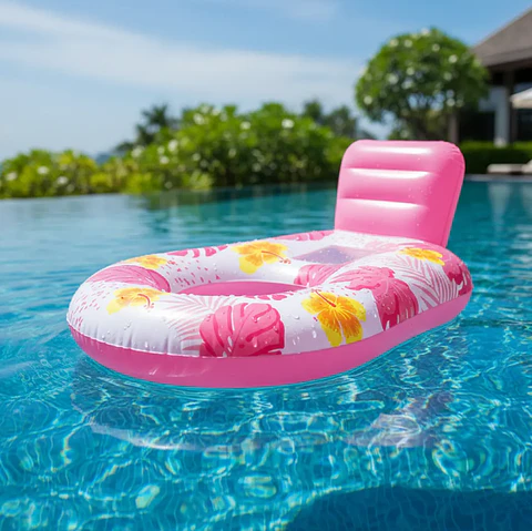 Sillón Flotador Inflable Floral con Respaldo para Piscina