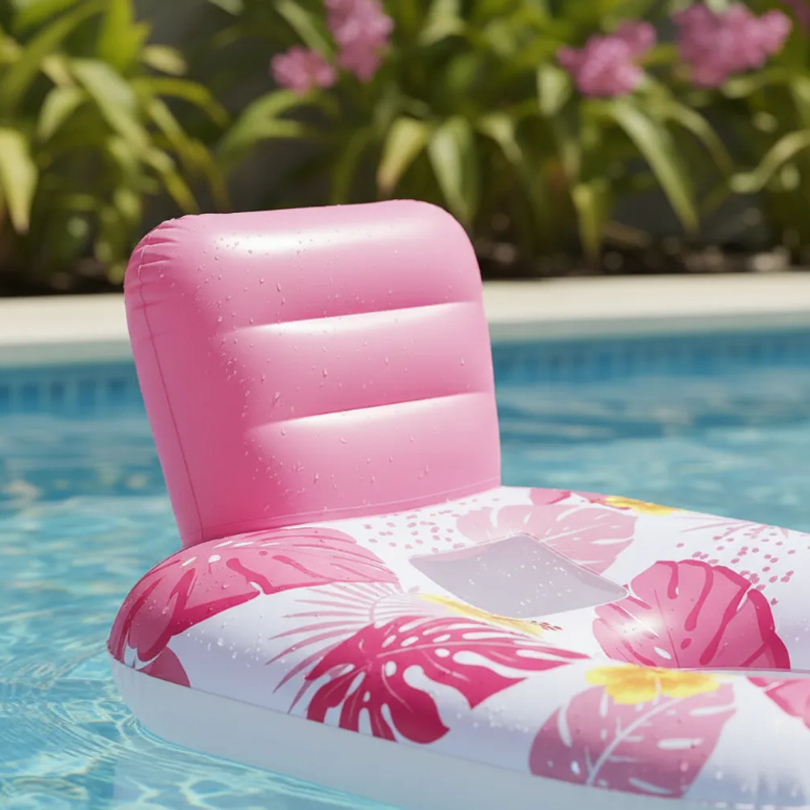 Sillón Flotador Inflable Floral con Respaldo para Piscina 4