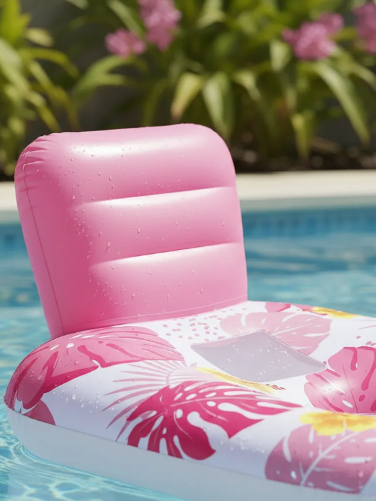 Sillón Flotador Inflable Floral con Respaldo para Piscina 4