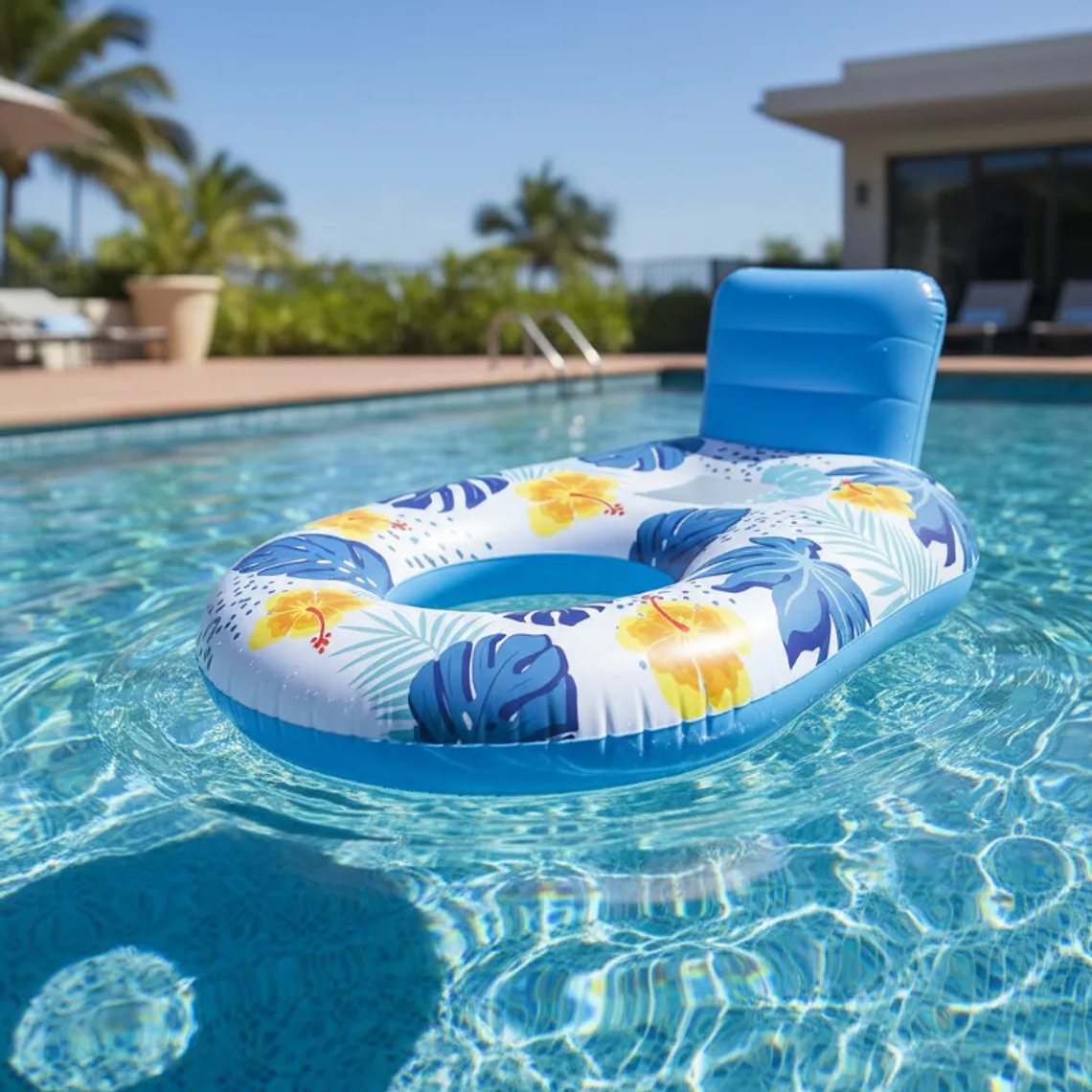 Sillón Flotador Inflable Floral con Respaldo para Piscina 6