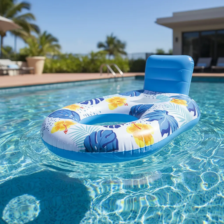 Sillón Flotador Inflable Floral con Respaldo para Piscina 6