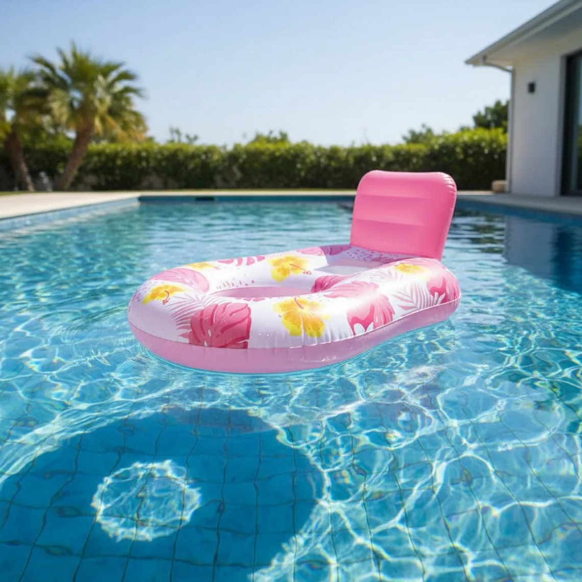 Sillón Flotador Inflable Floral con Respaldo para Piscina 7
