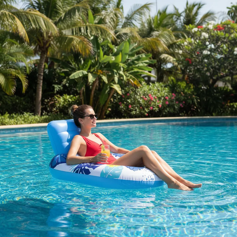 Sillón Flotador Inflable Floral con Respaldo para Piscina 8