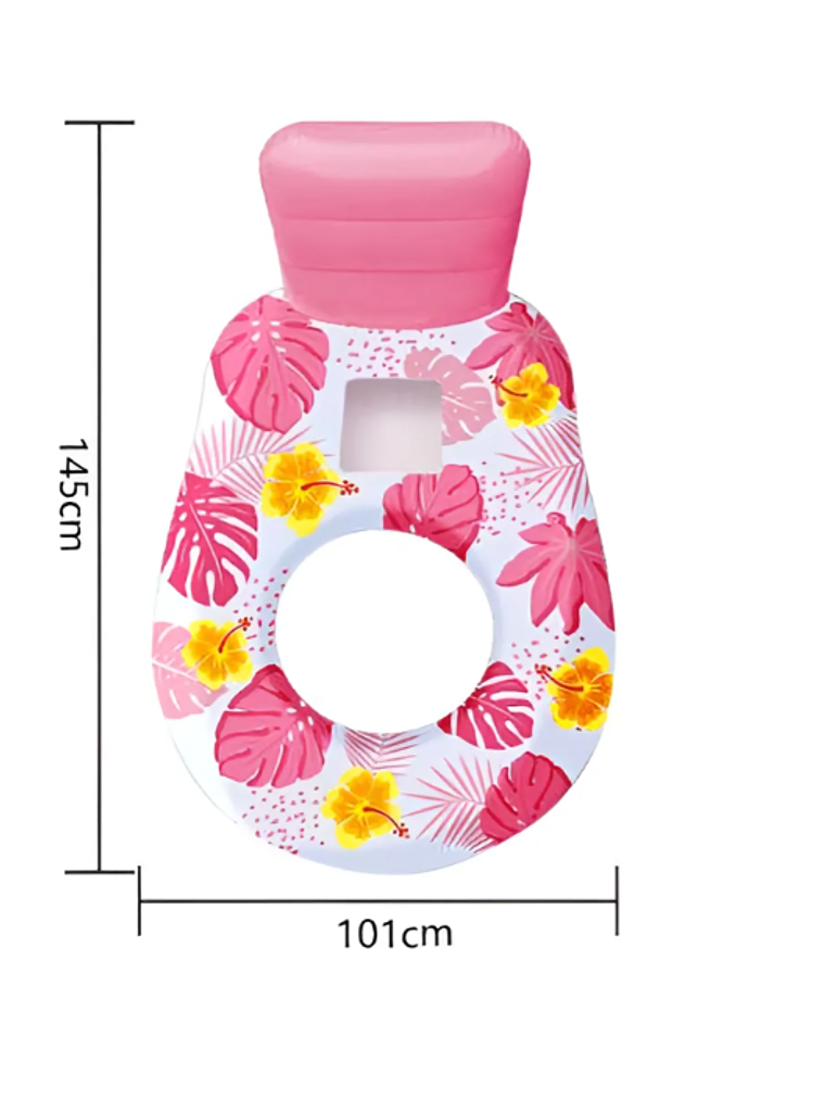 Sillón Flotador Inflable Floral con Respaldo para Piscina 5