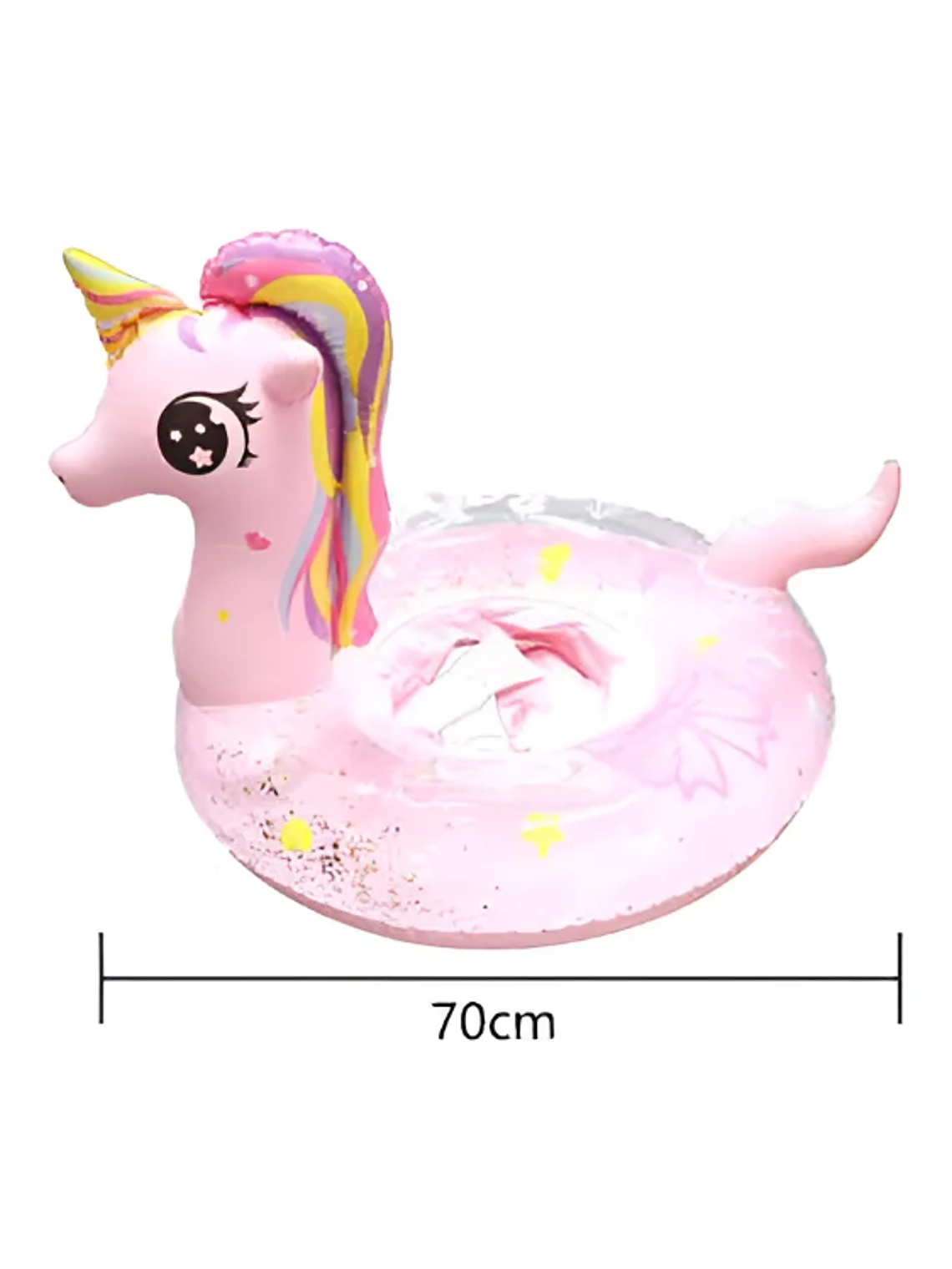Flotador Unicornio Bebé con Asiento y Brillos 70cm 2