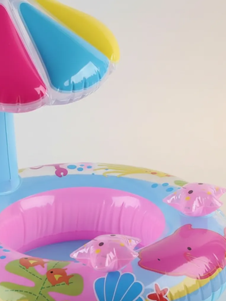 Flotador Salvavidas Para Bebé Con Techo Quitasol Piscina 4