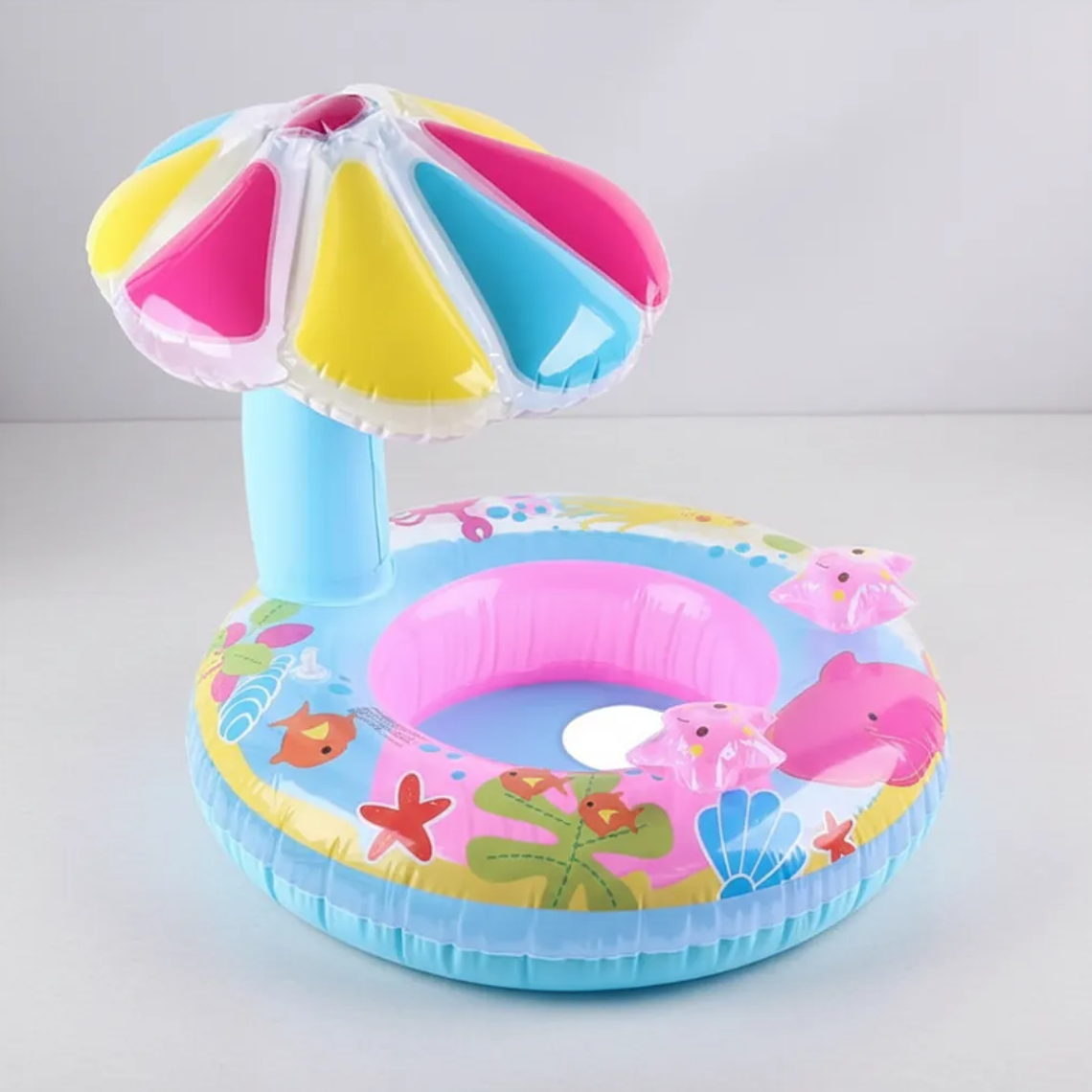 Flotador Salvavidas Para Bebé Con Techo Quitasol Piscina 5