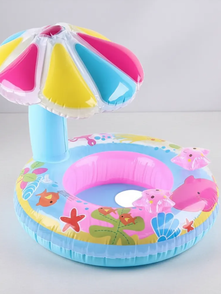 Flotador Salvavidas Para Bebé Con Techo Quitasol Piscina 5