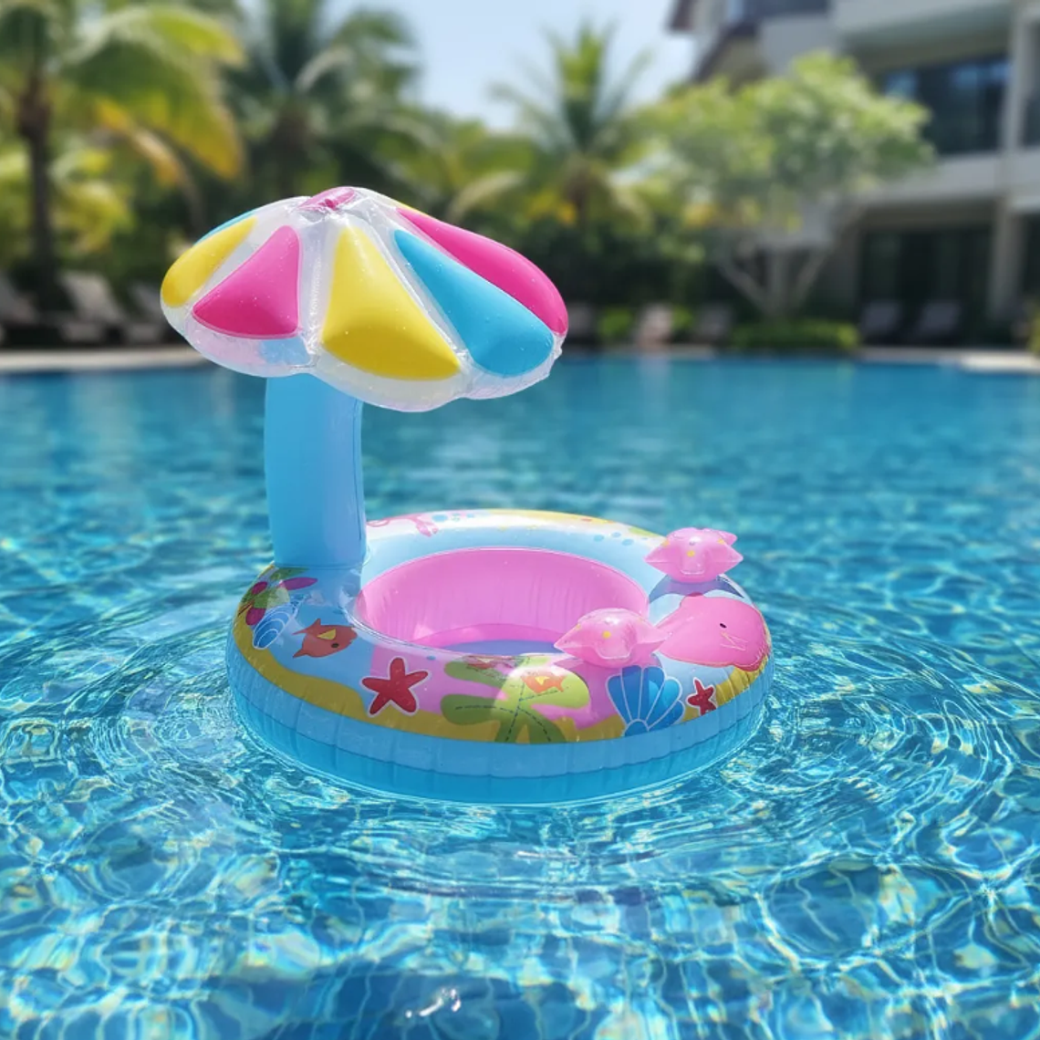 Flotador Salvavidas Para Bebé Con Techo Quitasol Piscina 1