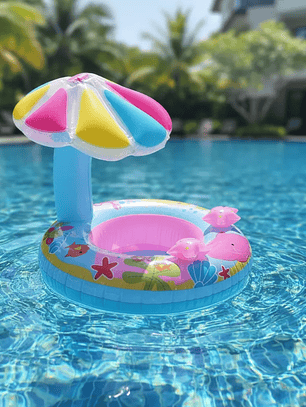 Flotador Salvavidas Para Bebé Con Techo Quitasol Piscina