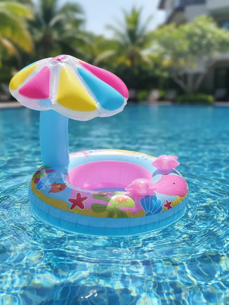 Flotador Salvavidas Para Bebé Con Techo Quitasol Piscina 1