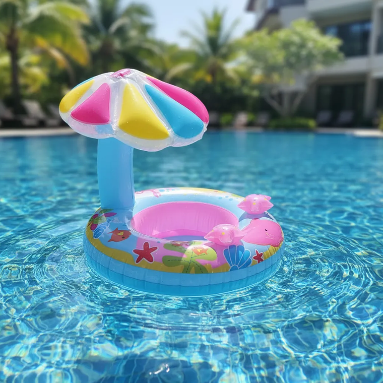 Flotador Salvavidas Para Bebé Con Techo Quitasol Piscina 1