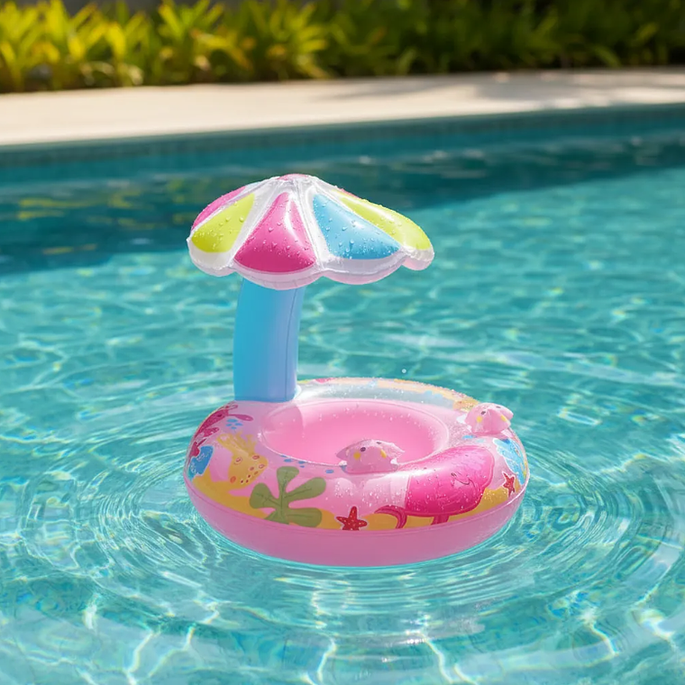 Flotador Salvavidas Para Bebé Con Techo Quitasol Piscina 7