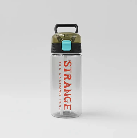 Botella De Agua Diseño Strange Con Bombilla Y Tapa De Seguridad