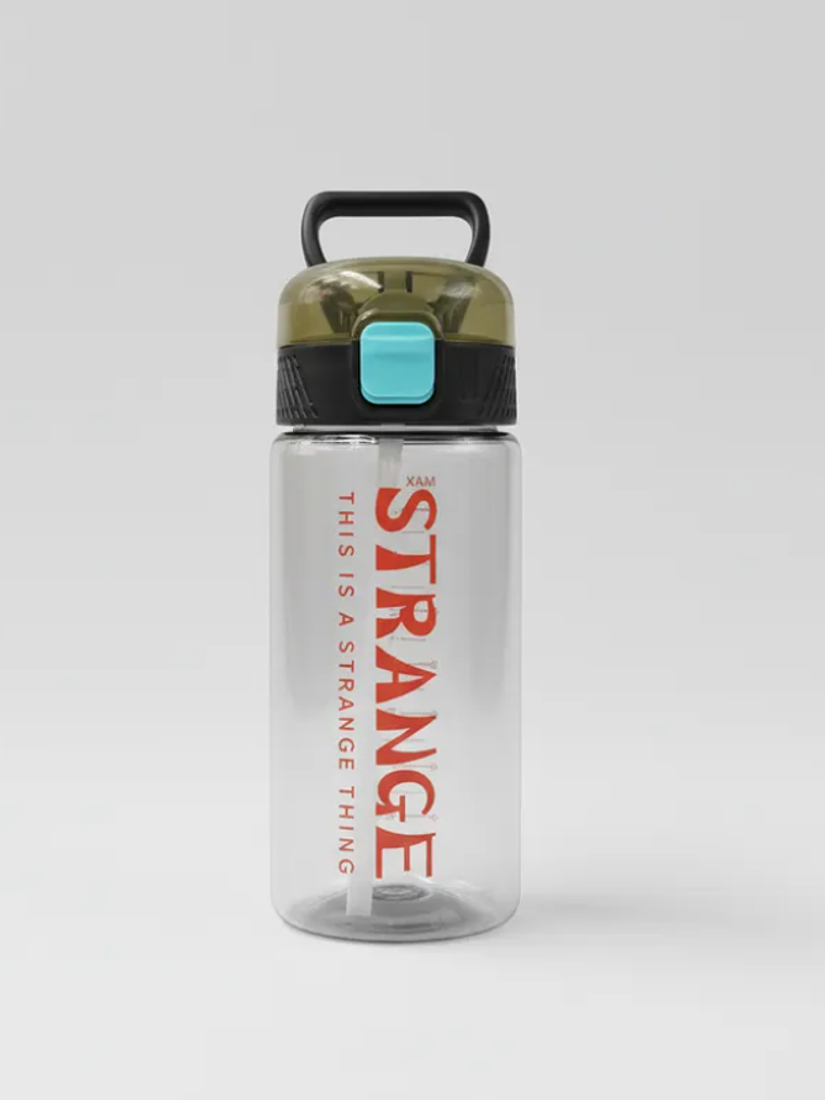 Botella De Agua Diseño Strange Con Bombilla Y Tapa De Seguridad 1