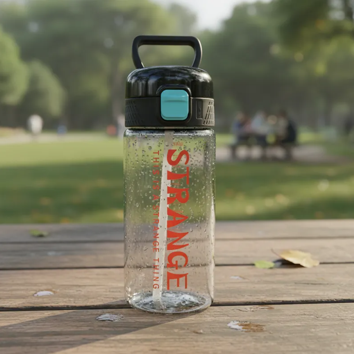 Botella De Agua Diseño Strange Con Bombilla Y Tapa De Seguridad 2
