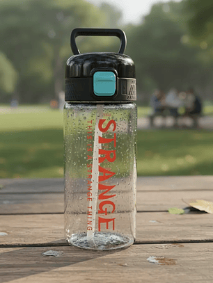 Botella De Agua Diseño Strange Con Bombilla Y Tapa De Seguridad