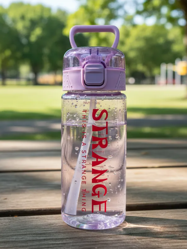 Botella De Agua Diseño Strange Con Bombilla Y Tapa De Seguridad 6