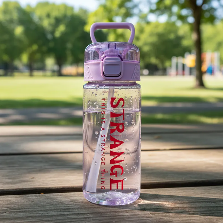 Botella De Agua Diseño Strange Con Bombilla Y Tapa De Seguridad 6