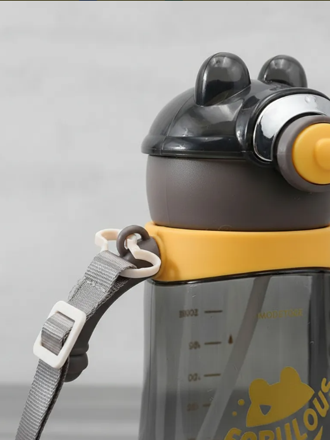 Botella De Agua Infantil Con Bombilla Y Correa Diseño Oso 5