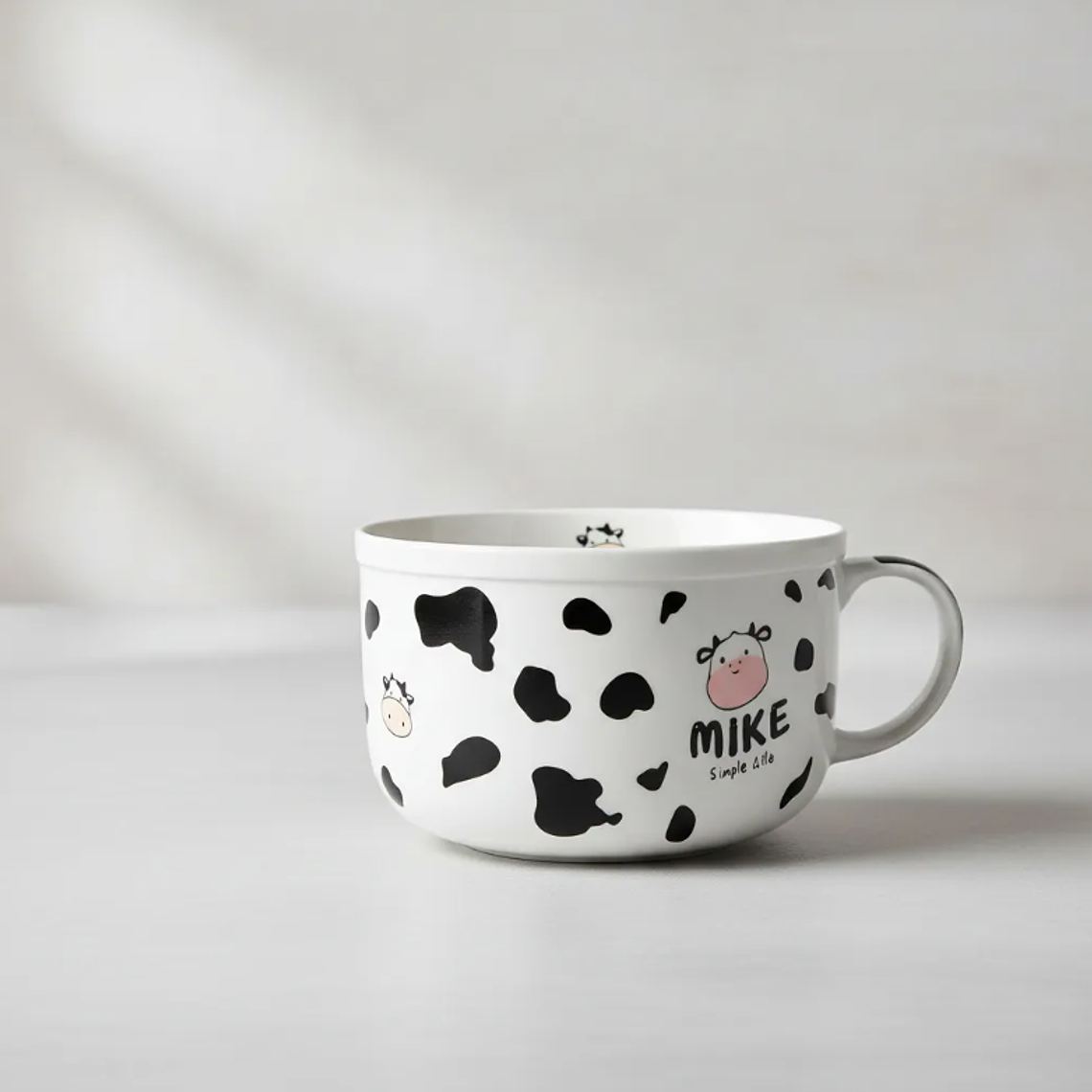 Tazón grande cerámica diseño vaca para desayuno 13cm 4