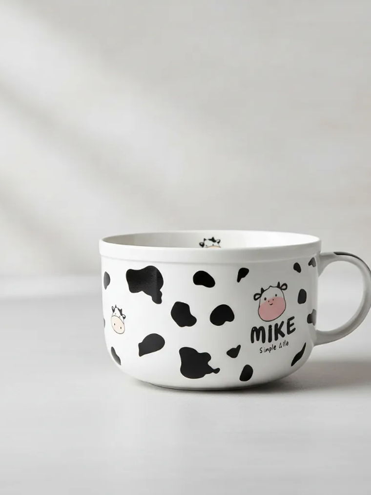 Tazón grande cerámica diseño vaca para desayuno 13cm 4