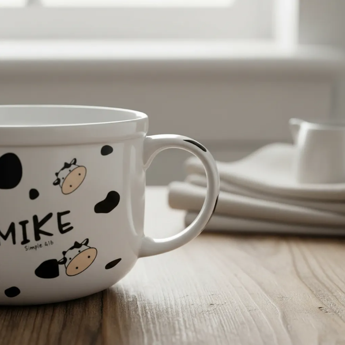 Tazón grande cerámica diseño vaca para desayuno 13cm 5