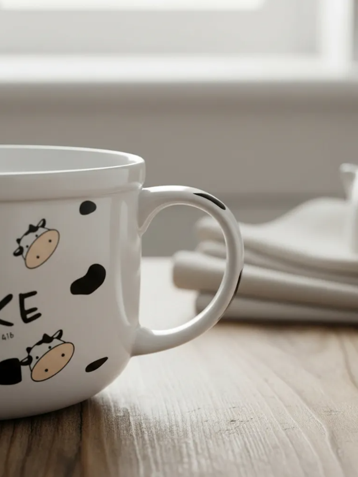 Tazón grande cerámica diseño vaca para desayuno 13cm 5