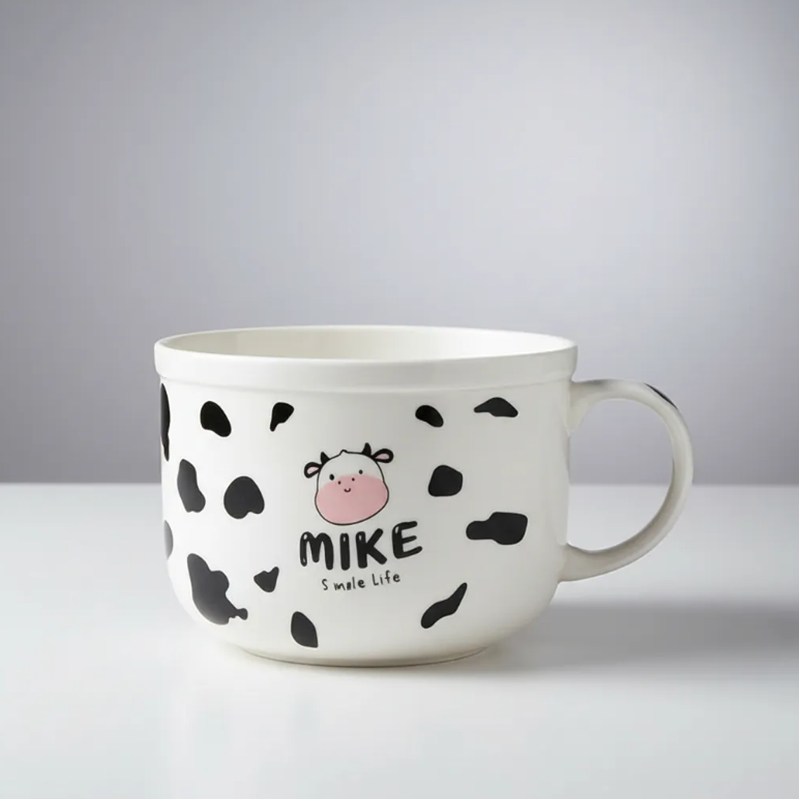 Tazón grande cerámica diseño vaca para desayuno 13cm 1