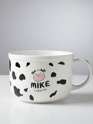 Tazón grande cerámica diseño vaca para desayuno 13cm