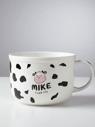 Tazón grande cerámica diseño vaca para desayuno 13cm