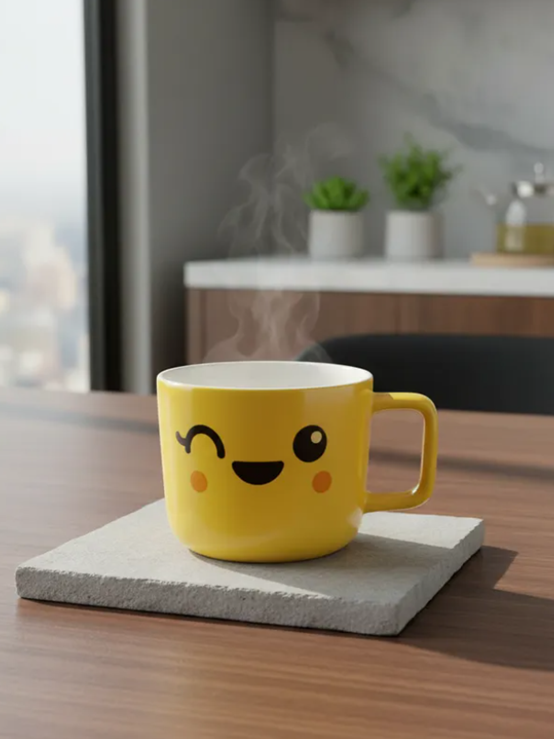 Tazón cerámica emoji carita kawaii amarillo  4