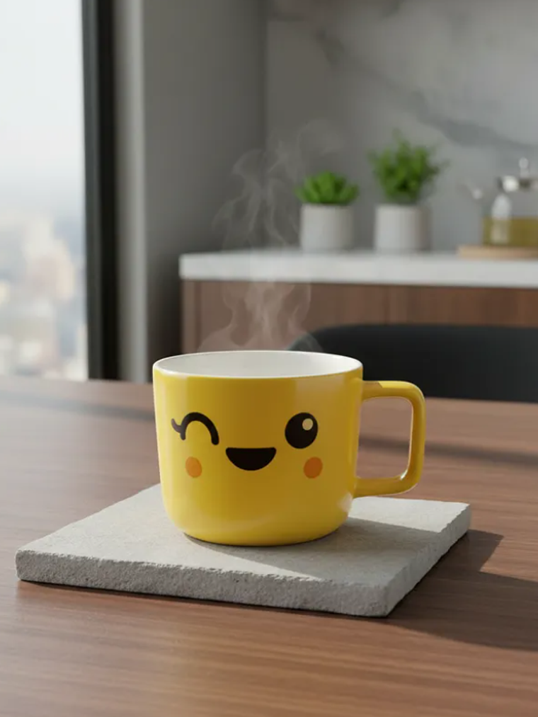 Tazón cerámica emoji carita kawaii amarillo  4