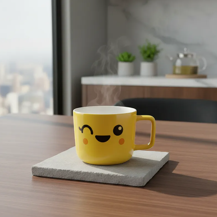 Tazón cerámica emoji carita kawaii amarillo  4