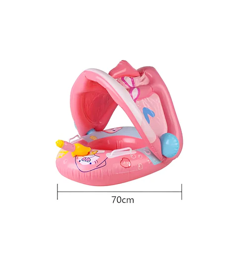 Flotador Inflable Bebé con Toldo y Pistola de Agua 70cm