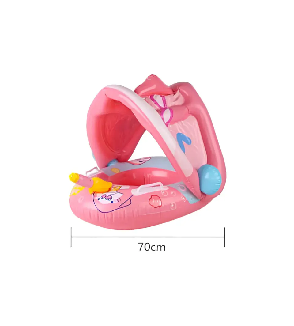 Flotador Inflable Bebé con Toldo y Pistola de Agua 70cm 2