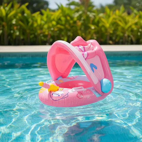 Flotador Inflable Bebé con Toldo y Pistola de Agua 70cm