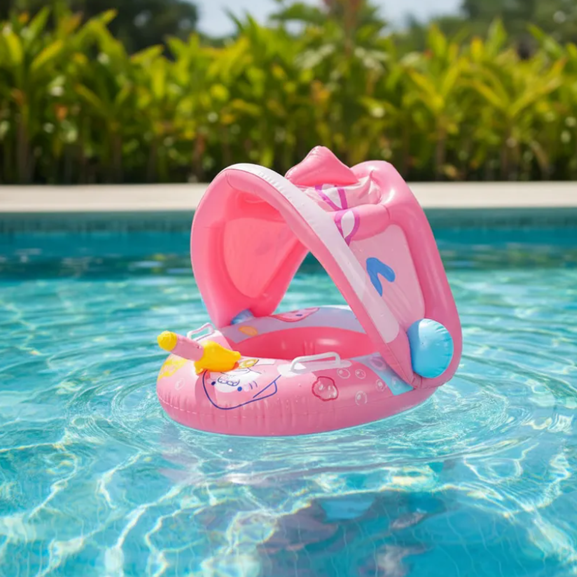 Flotador Inflable Bebé con Toldo y Pistola de Agua 70cm 1