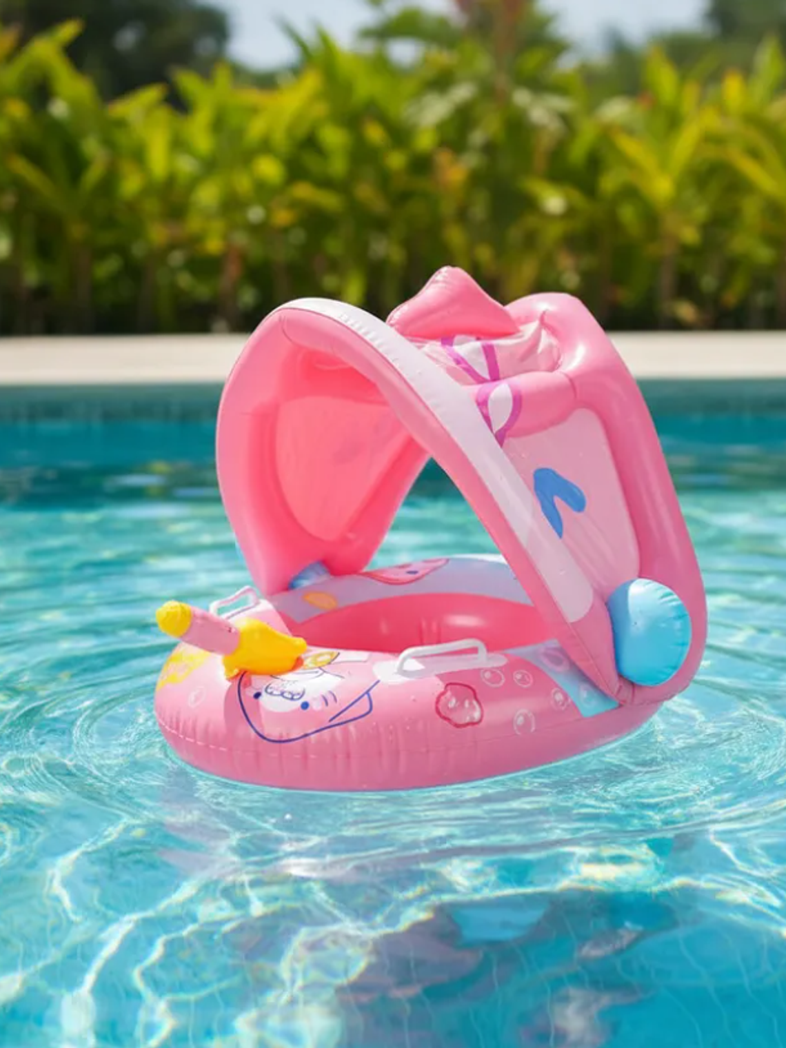 Flotador Inflable Bebé con Toldo y Pistola de Agua 70cm 1