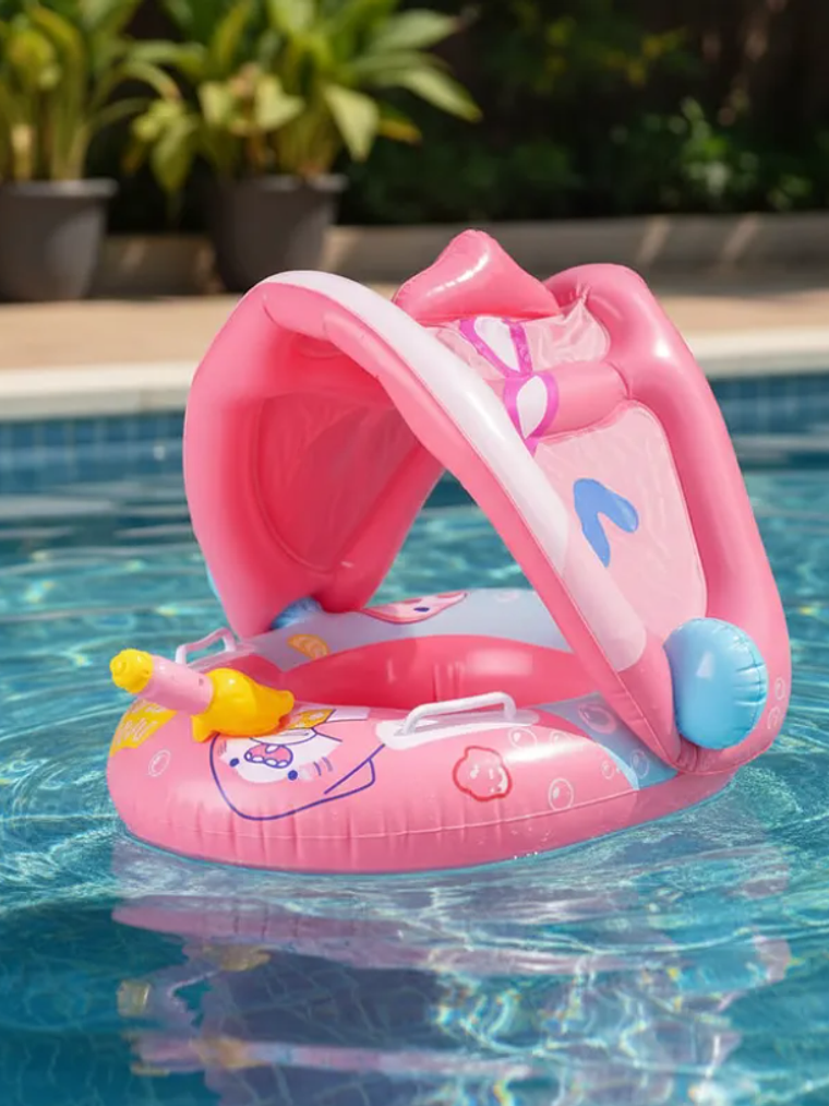 Flotador Inflable Bebé con Toldo y Pistola de Agua 70cm 5