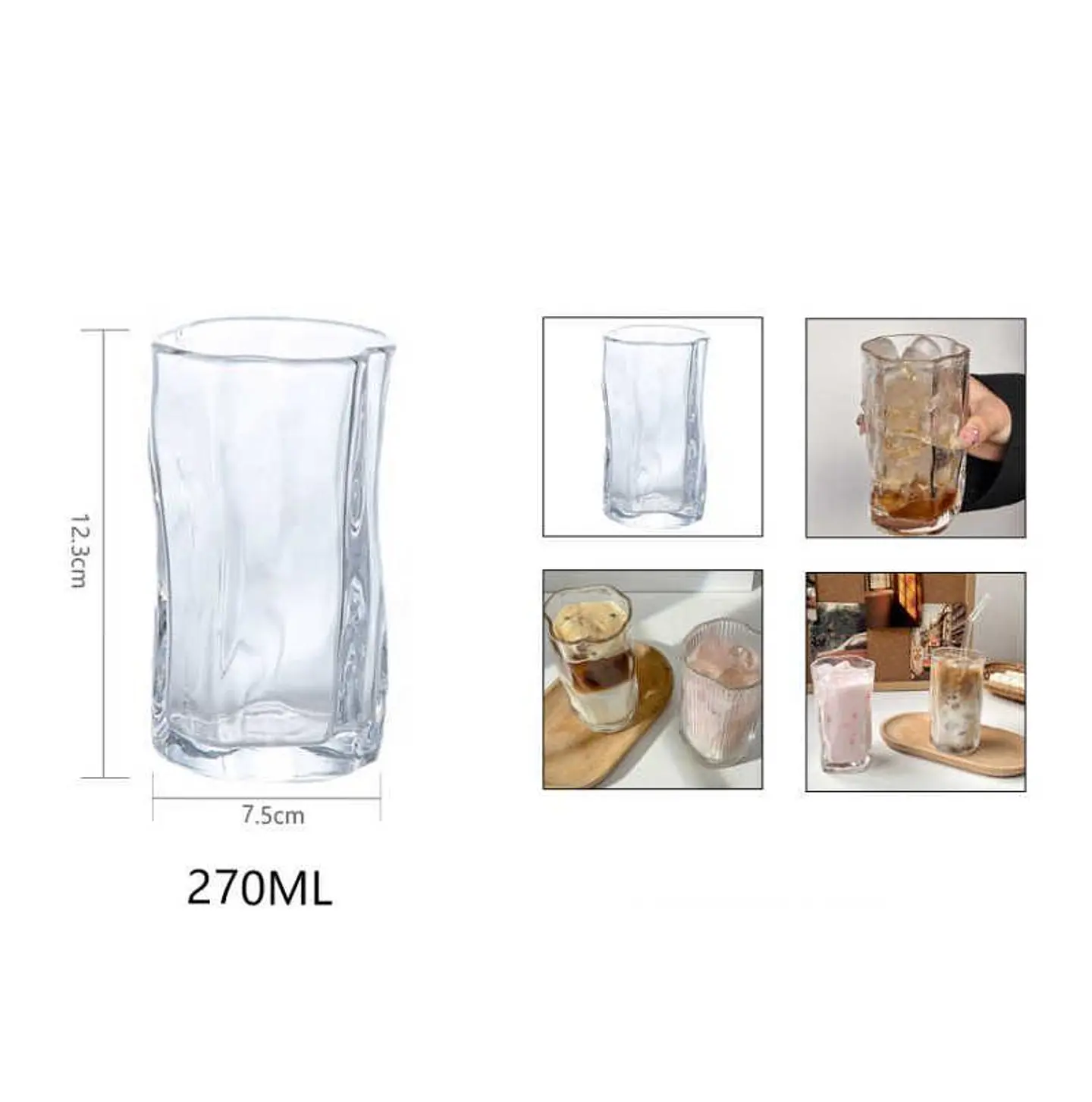 set vaso de vidrio de 270ml 6pcs 2