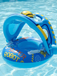 Flotador Inflable Bebé Con Techo Diseño Robot Azul - Miniatura 1