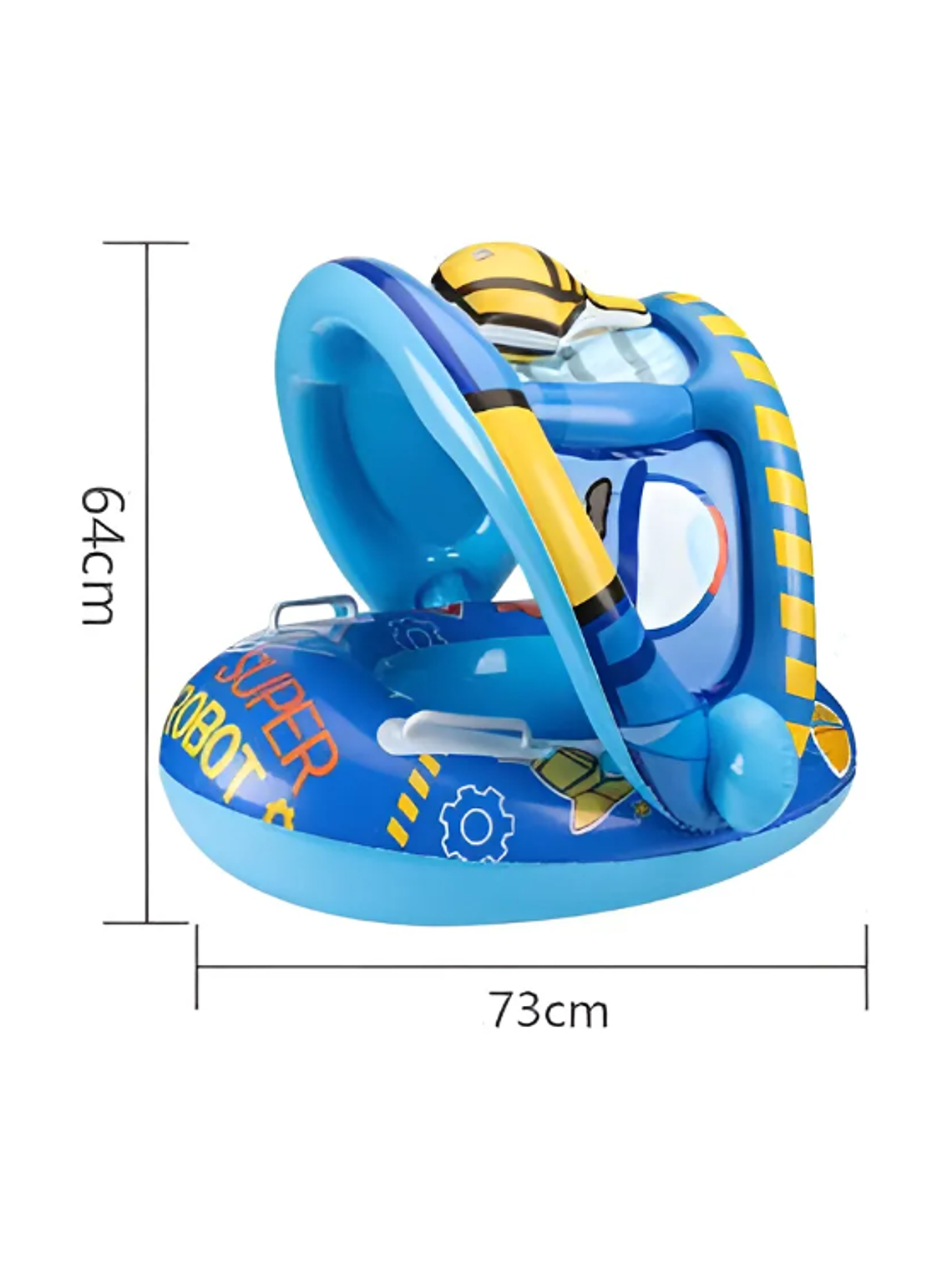 Flotador Inflable Bebé Con Techo Diseño Robot Azul 3