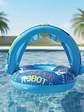 Flotador Inflable Bebé Con Techo Diseño Robot Azul - Miniatura 5