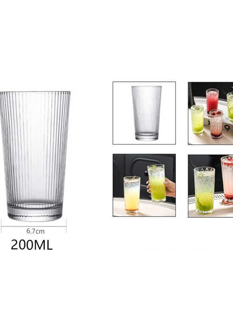 set vasos de vidrios de 200ml 6pcs 2