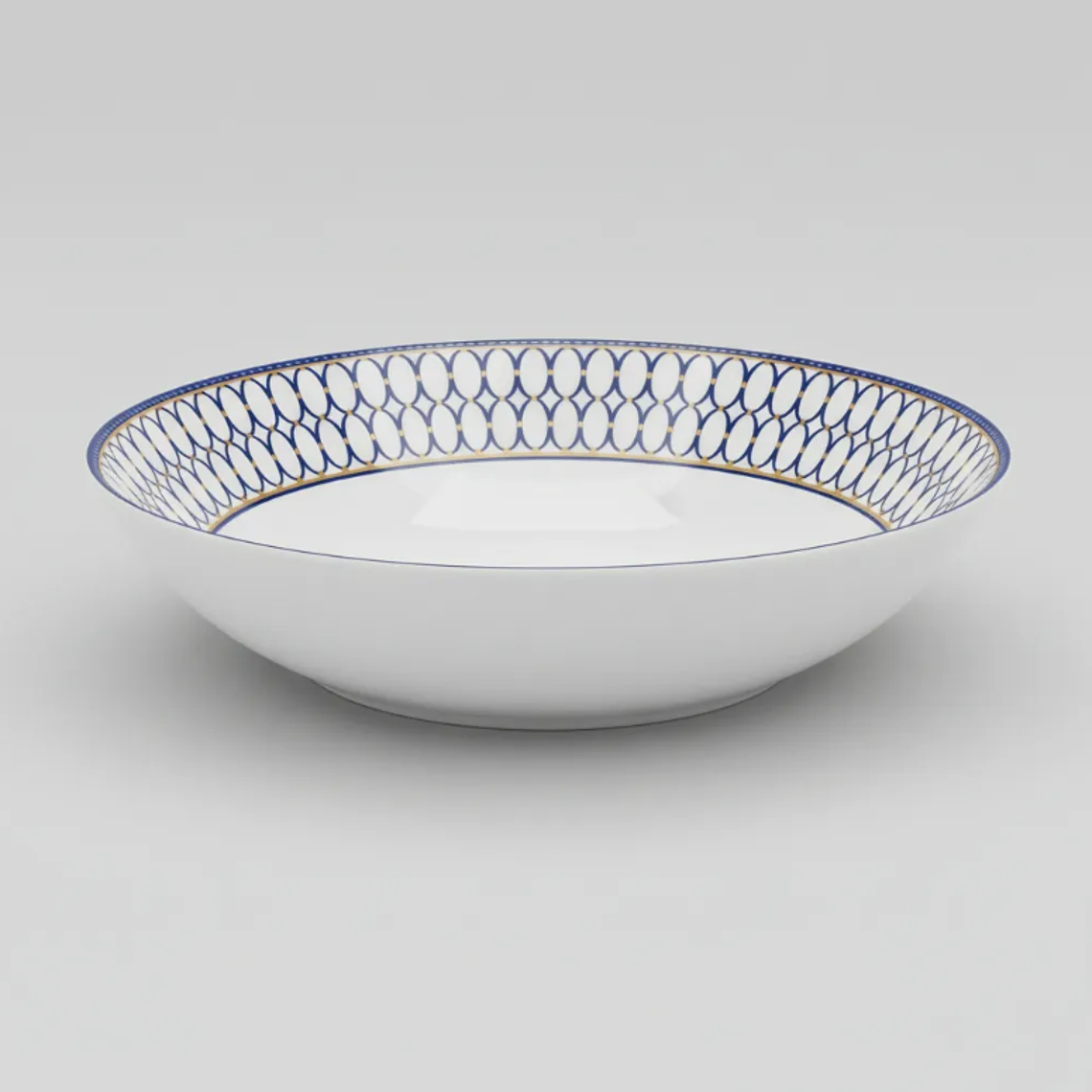 Plato Hondo Cerámica 20cm Diseño Azul Dorado Vajilla 2