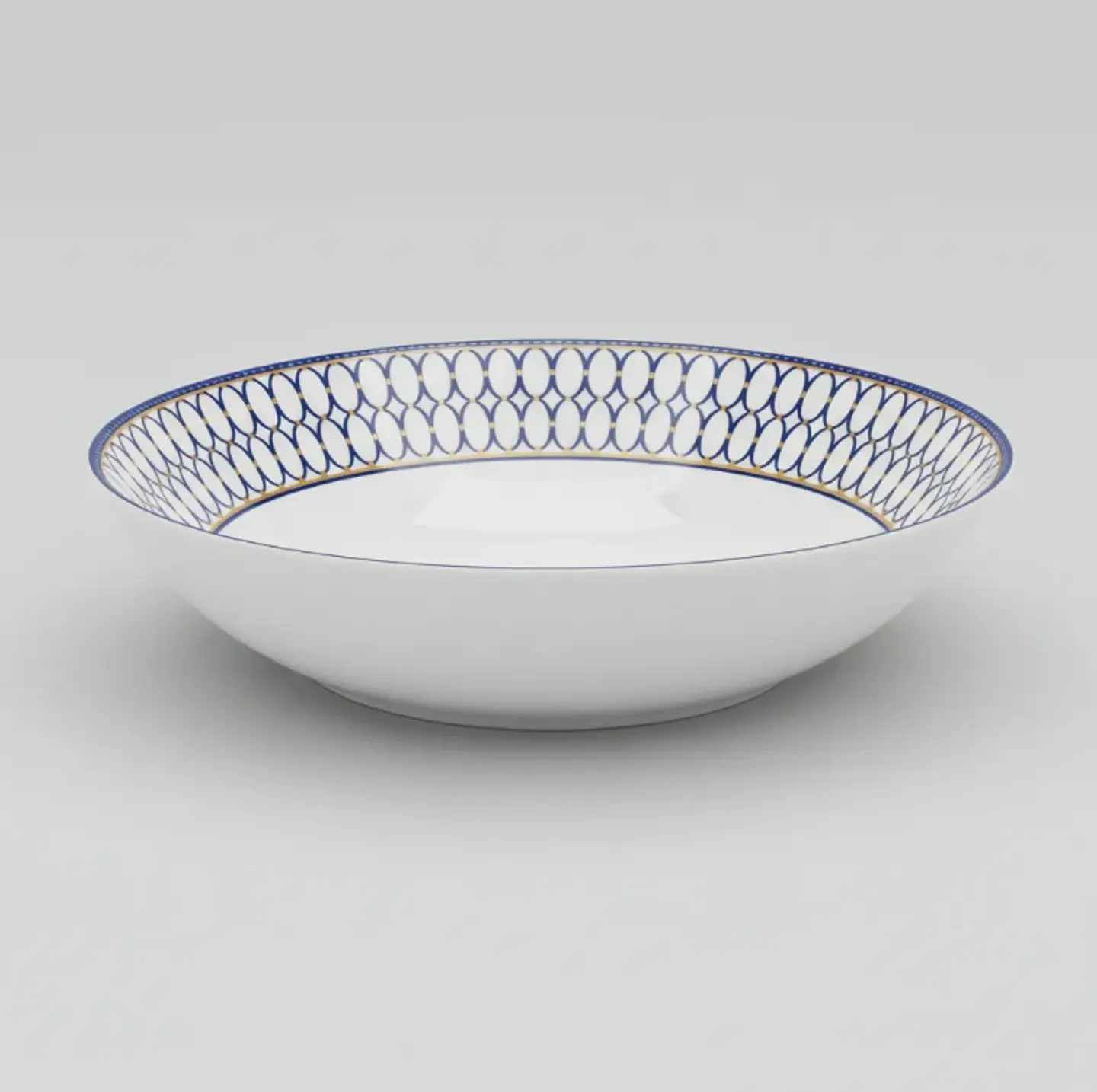 Plato Hondo Cerámica 20cm Diseño Azul Dorado Vajilla 2