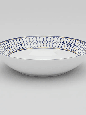 Plato Hondo Cerámica 20cm Diseño Azul Dorado Vajilla