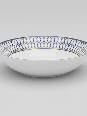 Plato Hondo Cerámica 20cm Diseño Azul Dorado Vajilla