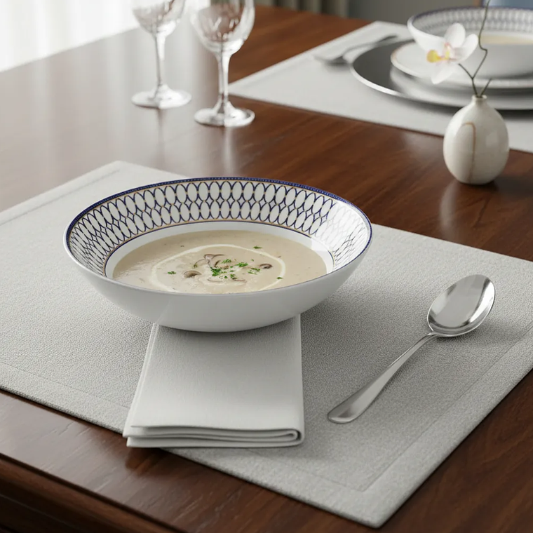 Plato Hondo Cerámica 20cm Diseño Azul Dorado Vajilla 5